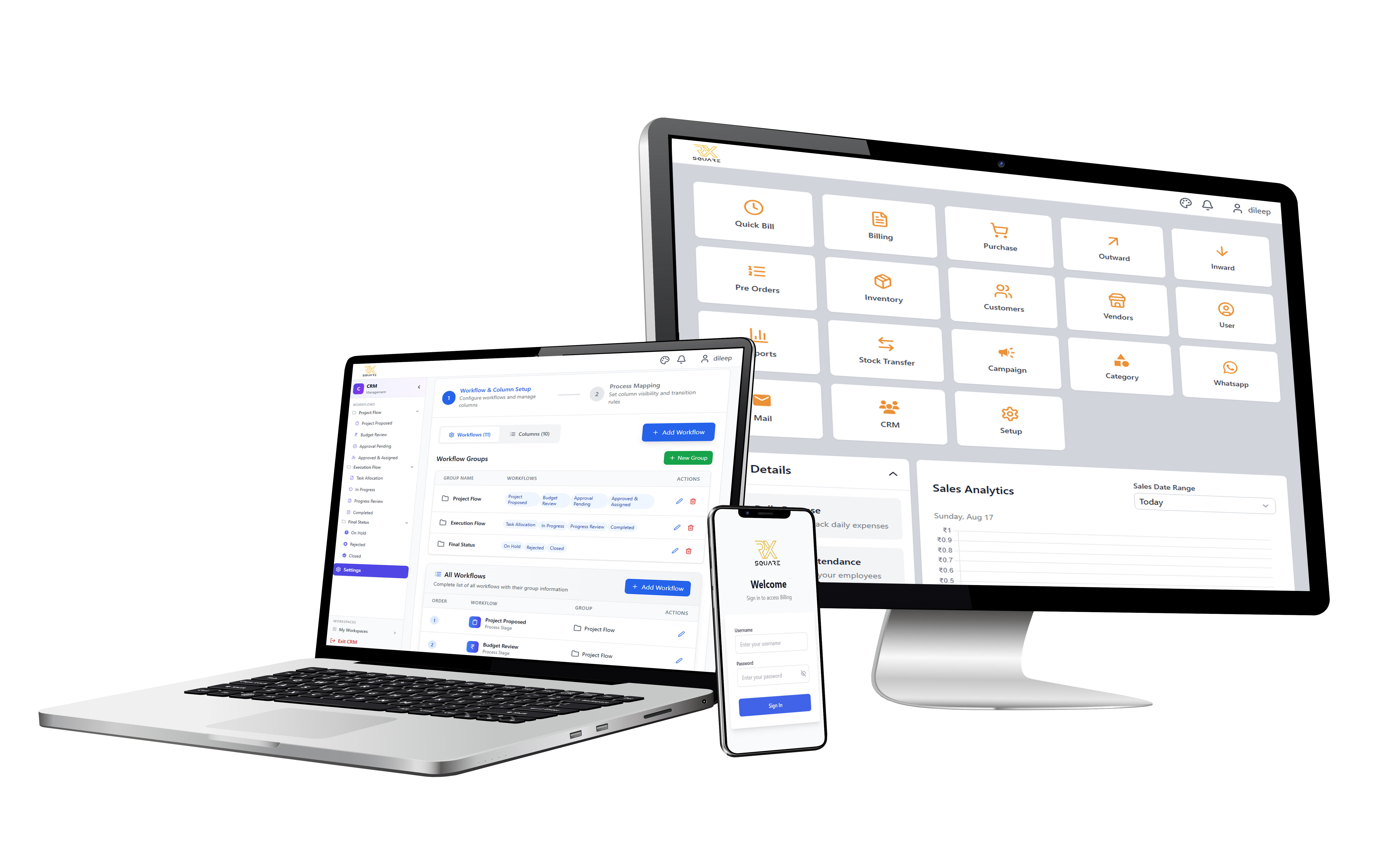 RX Square Dashboard Mockup